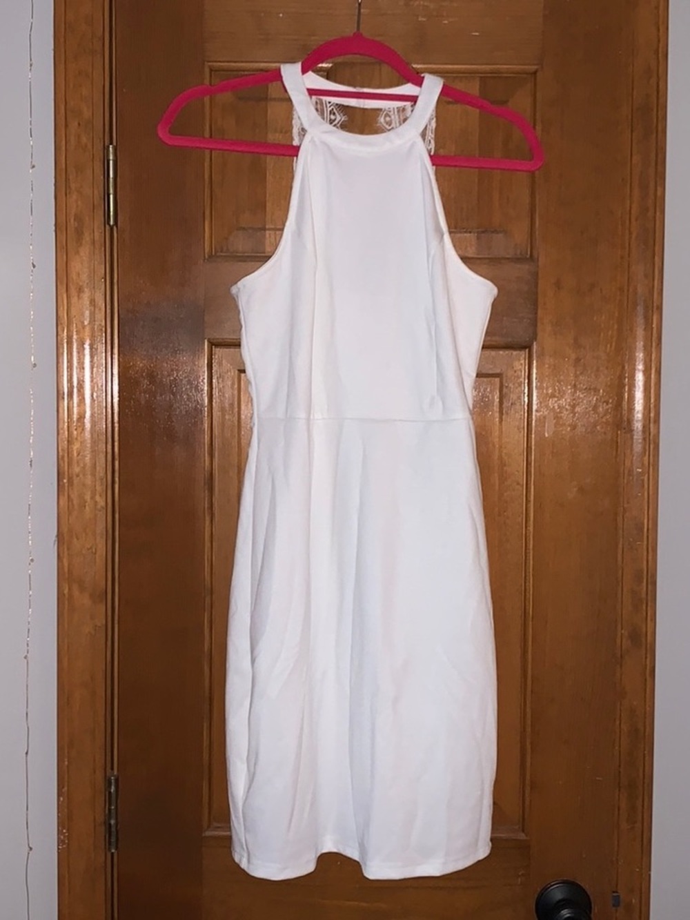 Coach White Halter Dress with Lace Back Detail